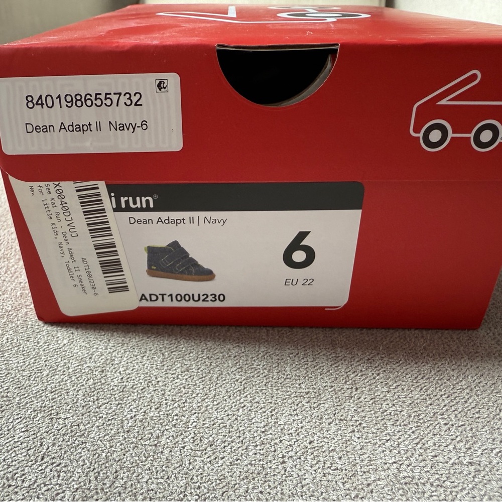See Kai Run Navy Blue and Lime Green Kids Sneakers - Picture 9 of 11